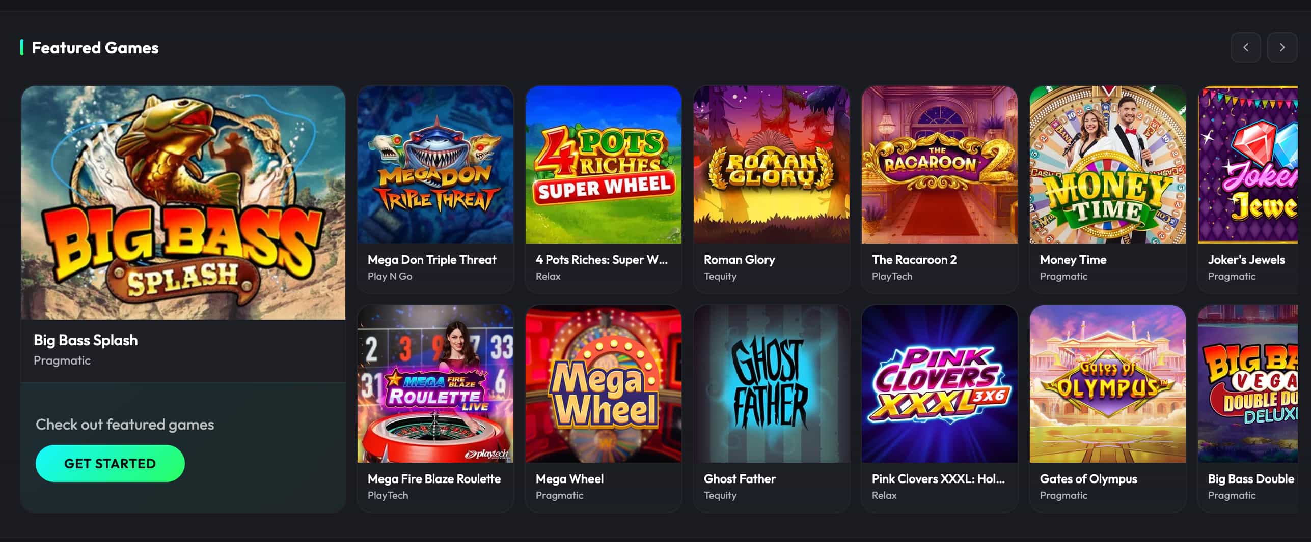 Slot lobby illustration showing return-to-player figures and volatility profiles